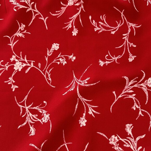 Jones Wear Floral Red A-Line Skirt Ruffle Hem Size 12 Knee-Length Tulip Flounce - Picture 11 of 12